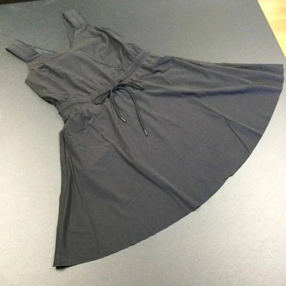 Athleta Womens Black Savannah Strap Drawstring Athleisure Mini Dress Size 2XS ne